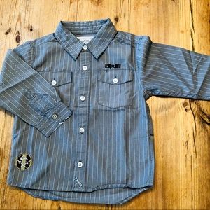 New Quicksilver grey pinstripe button shirt Sz 3T